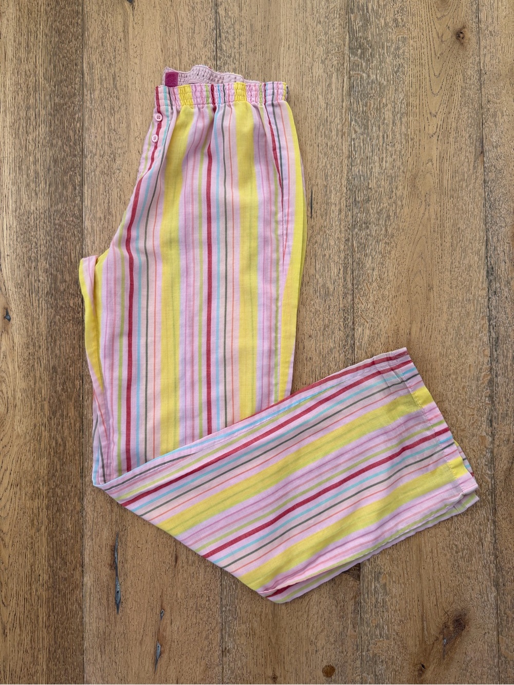 Vintage Victoria’s Secret PINK Pajama Pants Womens M Rainbow Stripe Y2K Lounge